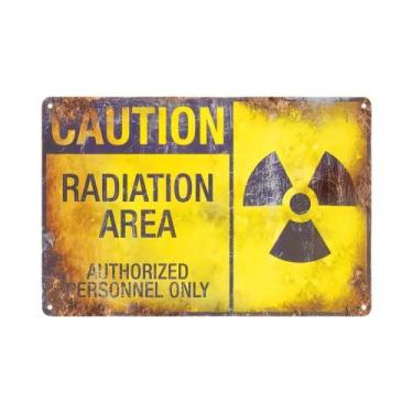 Imagem de Placa De Metal Vintage Com Tema De Perigo De Radiação, Decoração Duráv