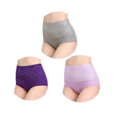 Imagem de Calcinhas De Algodão plus Size De Cintura Alta 3 Peças/Lote, Roupas Ín