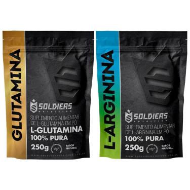 Imagem de Kit: Arginina 250g + Glutamina 250g - 100% Pura Importada - Soldiers Nutrition-Unissex