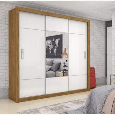 Imagem de Guarda Roupa Lotse Com Espelho Cinamomo/Branco - Carioca Móveis