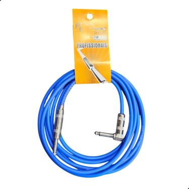 Imagem de Cabo P10 x P10L 5 Metros Azul Violão Guitarra Baixo Premium