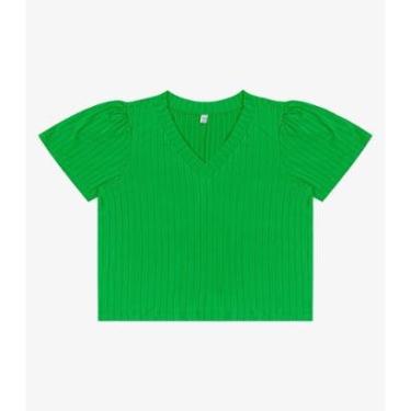 Imagem de Blusa Canelada Plus Infinita Cor Verde-Feminino