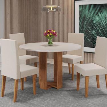 Imagem de Mesa de Jantar Chiara Redonda 90x90cm com 4 Cadeiras Venus - Viero