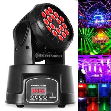 Imagem de Moving Head LED RGB 3W x18 com Efeitos Estroboscópicos e Sincronização