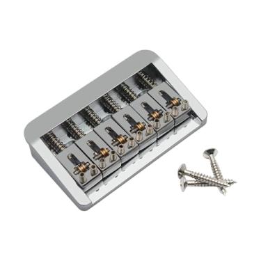 Imagem de JunZheHub Ponte Fixa Multifuncional para Baixo, 6 Cordas, para Guitarra Elétrica. Selim Tipo Tailpiece, em Liga de Zinco, com Roletes. Confortável para Tocar, a, Prata