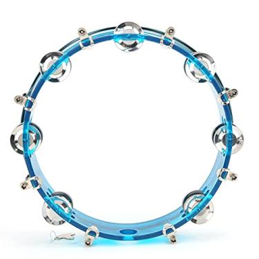 Imagem de RiToEasysports Pandeiro, Instrumento de Percussão Portátil de Duas Fileiras Ajustável de 10 Unidades para Performance de Festa karaokê (BLUE)