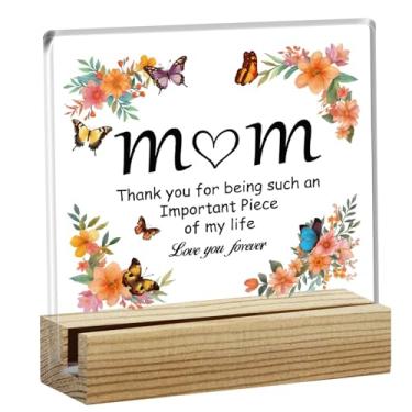 Imagem de CRASPIRE Gifts for Mom Cartão de mesa de acrílico com porta-cartões de madeira, sinal de palavras, reutilizável, transparente, para sala de aula, sala de estudo, escritório, decoração, dia das mães