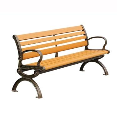 Imagem de KEG801302 Banco de jardim de madeira de plástico com encosto banco externo para várias pessoas, parque de lazer, banco de alumínio, banco de varanda