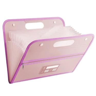 Imagem de Organizador de arquivos A4 com 13 bolsos, pasta de armazenamento de papel de teste, organizador de arquivos, multicamadas, grande capacidade, pasta de bolso, material de escritório (branco)