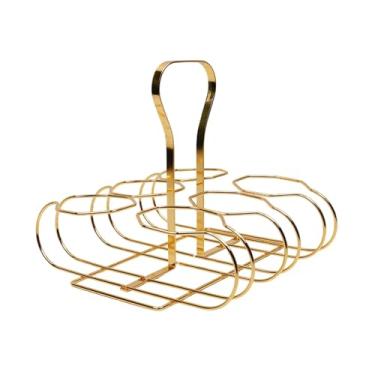 Imagem de Generic Cesto organizador de ferro para garrafas de vinho, com capacidade para 6 garrafas, suporte para cerveja, adega e porta-vinhos para bar, casa de campo, Ouro