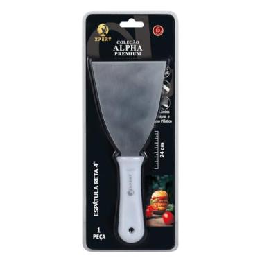 Imagem de Espátula Reta 4 Polegadas Aço Inox 24cm Cabo Anatômico Chapa Quente Hambúrguer Carnes Pizzaria