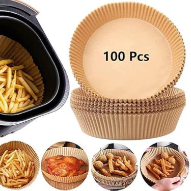 Imagem de 100 unidades de Forro Papel Descartável para Air Fryer Forno Parchment Antiaderente À Prova Óleo Assar Micro-ondas Forros Descartáveis Fáceis Limpar