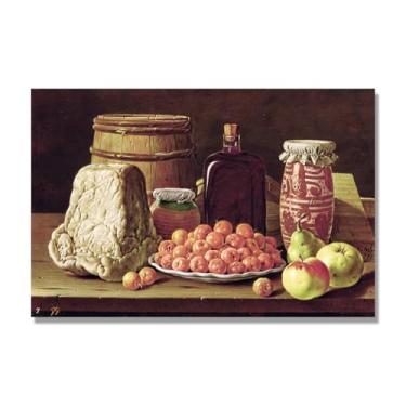 Imagem de Arte em tela vintage de frutas mortas, pintura clássica de cozinha country, decoração de parede de casa de fazenda quente para sala de jantar e cozinha. C23. 30x45cm-11,8x17,7 pol. Somente tela