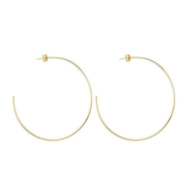 Imagem de Brinco Dourado De Argola Fina Lisa Grande