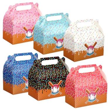 Imagem de Ctosree 24 caixas de sorvete de beisebol, caixa de presente de papelão com alças, sacos de presente, caixas de presente para doces, biscoitos, brinquedos para sorvete, decorações de festa de verão