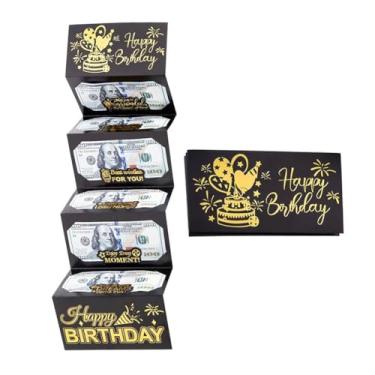 Imagem de Envelope de dinheiro de feliz aniversário para presentes, livro de cartões de presente de dinheiro, livreto de envelopes de ouro preto revestido de dinheiro para porta-cartões de presente, para ideias