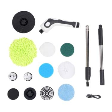 Imagem de Escova de limpeza sem fio IPX7 esfregão elétrico de velocidade ajustável com 9 cabeças substituíveis, cabo telescópico para banheiro, cozinha, pisos, carros
