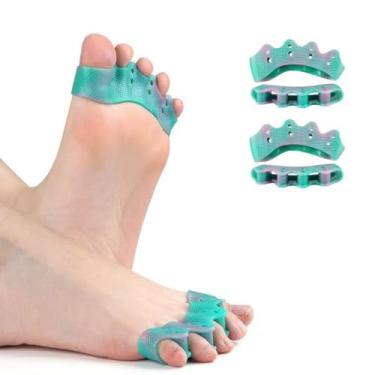 Imagem de Weiuah Pacote com 4 separadores de dedos e espaçadores de dedo do pé - corretor de joanetes, corretor de dedos sobrepostos, bico martelo, alivia a dor no pé, restaura o alinhamento natural do dedo do