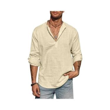 Imagem de Camisa Masculina Leve E Respirável De Manga Longa Em Algodão E Linho C