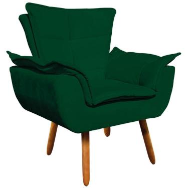 Imagem de Poltrona Decorativa Pés Palito Charger Suede Verde - Gran Belo