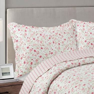 Imagem de Kit Cobre Leito Colcha Casal Boutik Dupla Face - Leslie