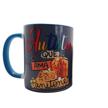 Imagem de Caneca Especial Azul Autista que ama Panetone + chaveiro
