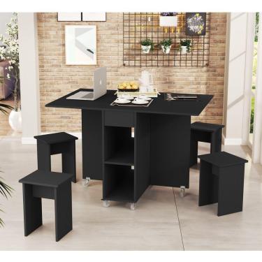 Imagem de Mesa Retrátil Com Banquetas Preto