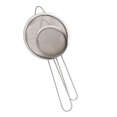 Imagem de Jogos Peneiras Aço Inox 2 Peças 12cm E 16cm Para Cozinha Preparos