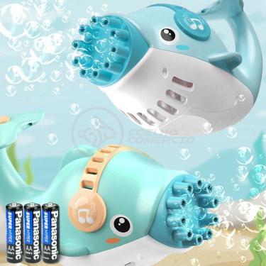 Imagem de Kit 1 Golfinho Bolha Sabão Criança Infantil+ 3 Pilha Azul 1