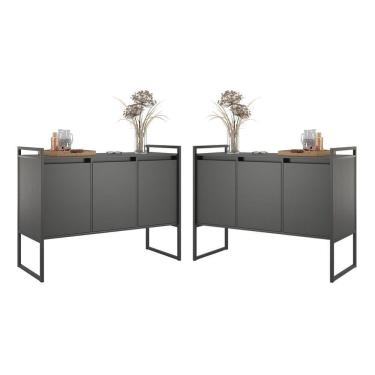 Imagem de Buffet Industrial 3 Portas Preto Conjunto 2 Unidades