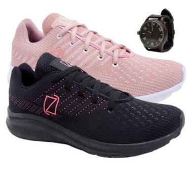 Imagem de Kit 2 Tenis Feminino Caminhada Academia Treinos Leve Com Relógio-Feminino