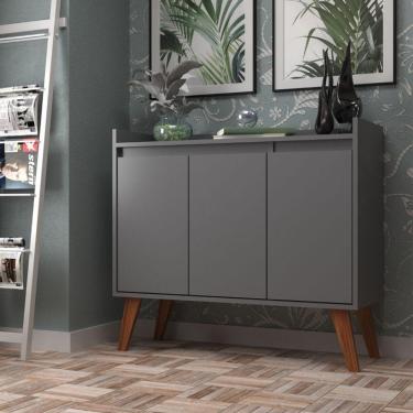 Imagem de Aparador Buffet 90cm Retro Mdf Grafite Madri - On Móveis