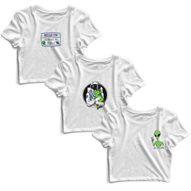 Imagem de Kit 3 Blusas Cropped Tshirt Camiseta Feminina Blusinha - Goup Supply, 