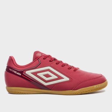 Imagem de Chuteira Futsal Umbro Master Class Club Unissex, Branco, Vinho, 38