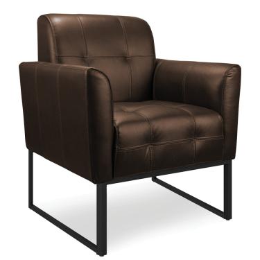 Imagem de Poltrona Bia Couro Marrom A102 Base Metálica Industrial Preto - D'Rossi