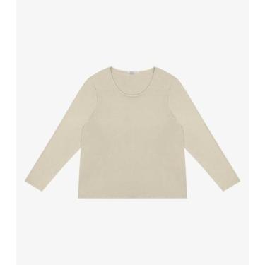 Imagem de Blusa Manga Longa Viscotorcion Secret Glam Bege, Plus G4, Bege