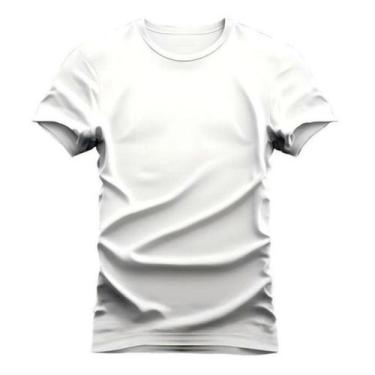 Imagem de Camiseta Masculina Algodão Unissex Branca com Reforço Ombro a Ombro Go