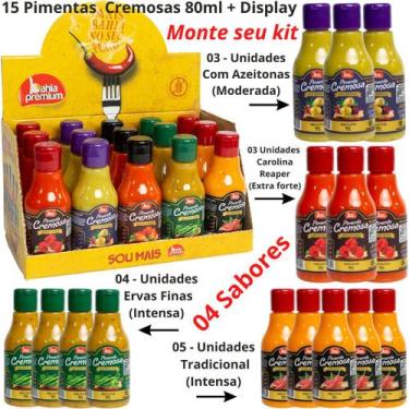 Imagem de Molho Pimenta Cremosa Gourmet Ervas Finas Display 15 Unid 4 Sabores 80