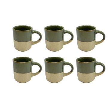 Imagem de Conjunto 6 Xícaras de Café em Cerâmica Verde 100ml ES0004 BTC
