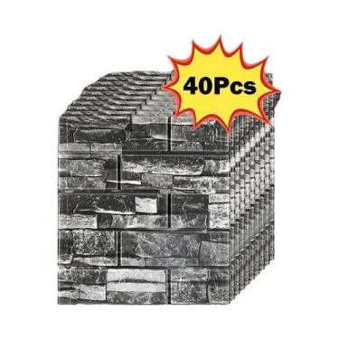 Imagem de Papel De Parede DIY 3D Retro Imitando Tijolos 38.5X35cm, Autoadesivo, 