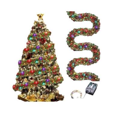 Imagem de Guirlanda De Natal Metálica Brilhante Com LED, Espessa E Pendurável Pa