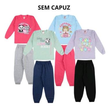 Imagem de Conjunto Moletom Gola Careca Infantil 100% Algodão Menina Tamanho:8 - 