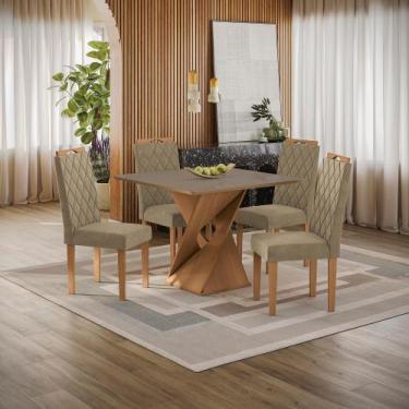 Imagem de Conjunto Sala de Jantar Luna Kappesberg 4 Cadeiras Veludo Bege