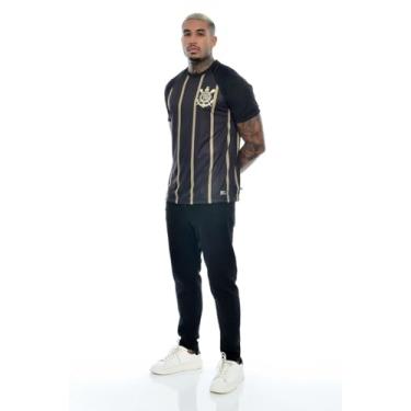 Imagem de Camisa Corinthians Listrada, Masculina, Preta, XGG