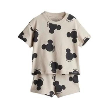 Imagem de Roupas De Verão Infantis Do Mickey Mouse, Camiseta De Manga Curta, Con