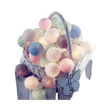 Imagem de Cordão De Luzes De Fada Com 10 Ou 20 LEDs Em Formato De Bola De Algodã