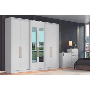 Imagem de Guarda Roupa Casal 6 Portas e 4 Gavetas c/ Espelho PH1720 Branco - Herval