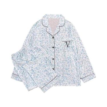 Imagem de Conjunto De Pijamas Em Três Peças Para Mulheres Com Estampa De Leopard