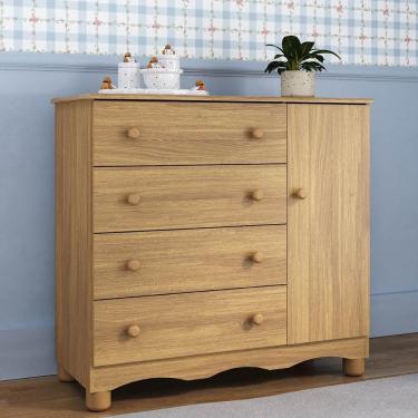 Imagem de Cômoda Infantil 95cm 1 Porta E 4 Gavetas Dengo Multimóveis Mp4439 Madeirado Madeirado