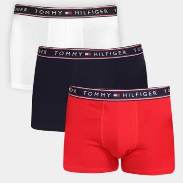 Imagem de Kit Cueca Boxer Tommy Hilfiger Stretch Trunk Selling 3 Peças, Vermelho